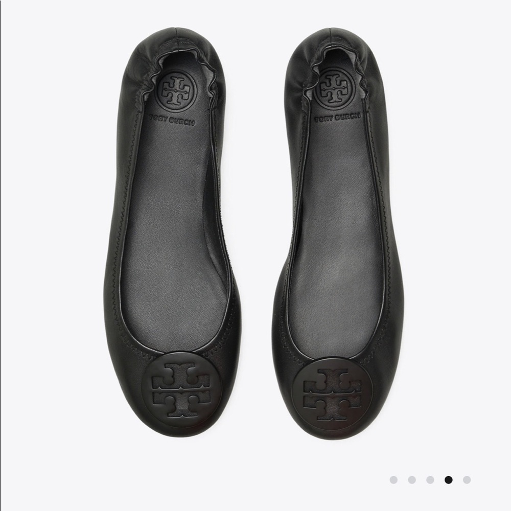 TORY BURCH MINNIE TRAVEL BALLET FLAT, BLACK LEATHER